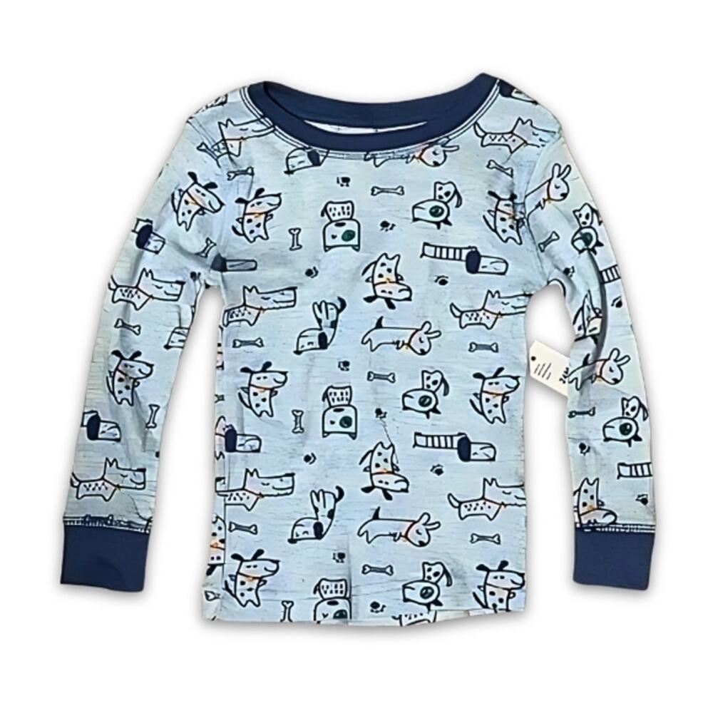 Koala Kids T-Shirt Dogs Print Design Long Sleeve 100% Cotton Gray & Blue 12 NWT